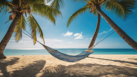 beach hammock and palm treesの素材