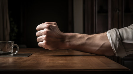 open fist on tableの素材