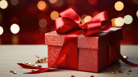close gift box red bowの素材