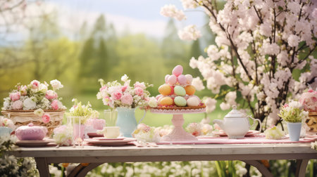 tablecloths easter spring backgroundの素材