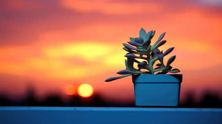 windowsill house plant silhouetteの素材