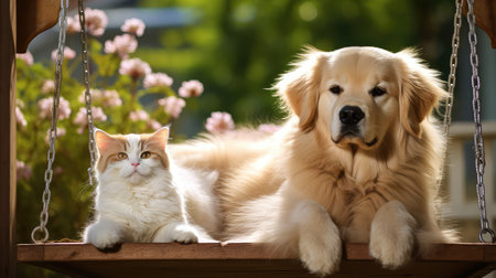 golden dog cat springの素材