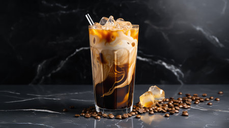 swirl iced coffee isolatedの素材