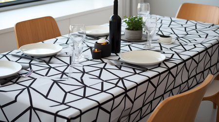 table geometric pattern blackの素材