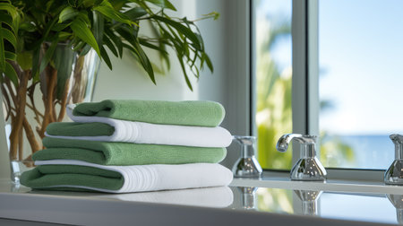 chrome green and white towelsの素材