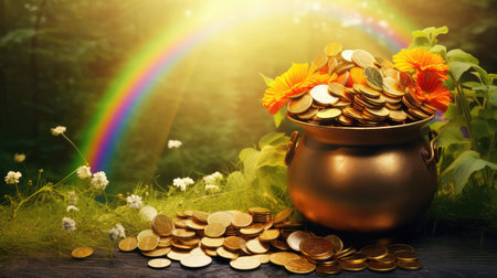 field rainbow pot of goldの素材