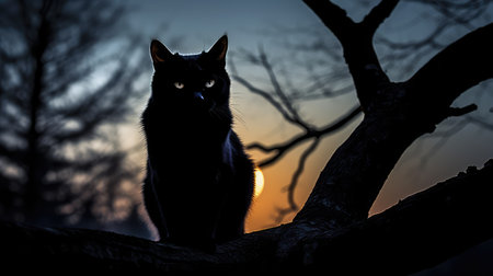 silhouette scary black catの素材