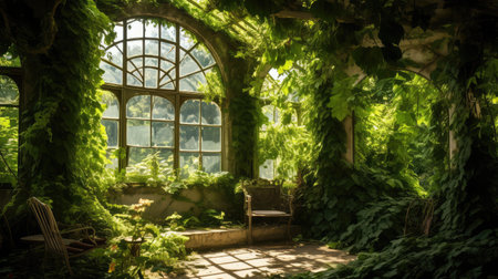 ivy overgrown greenの素材