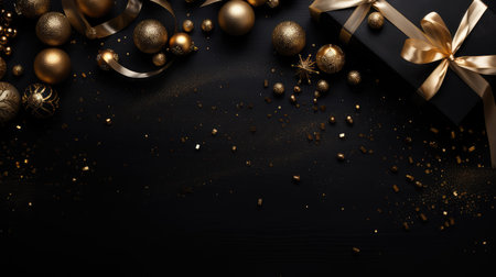 lights black and gold christmas backgroundの素材