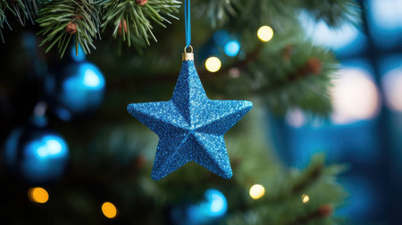 star blue christmas tree ornamentsの素材