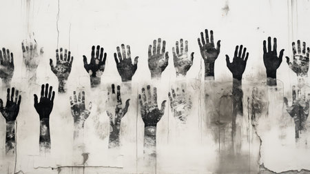 connection black and white handの素材