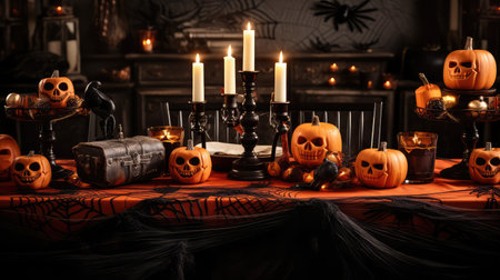 cloth halloween table backgroundの素材
