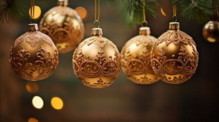 christmas gold ornamentの素材