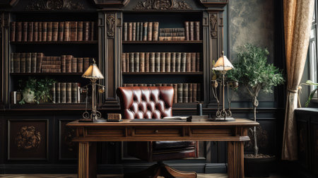 antique home office empty deskの素材