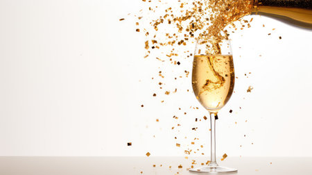 sparkle gold confetti on whiteの素材