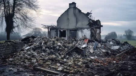 aftermath demolished houseの素材