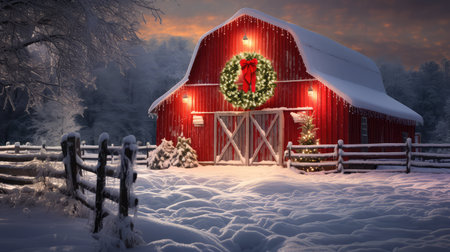 chimney christmas red barnの素材