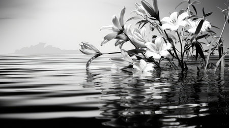 flag floral border black and whiteの素材