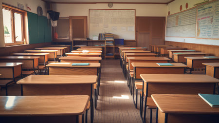 textbooks classroom desksの素材