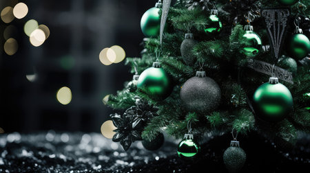 sparkling christmas black and greenの素材