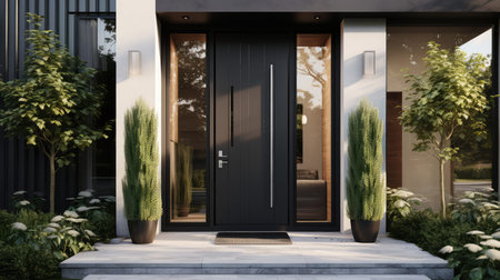 metal front door of houseの素材