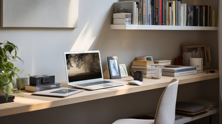 design desk with booksの素材