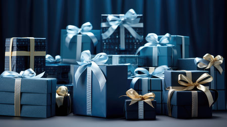 display gift box blue ribbonの素材