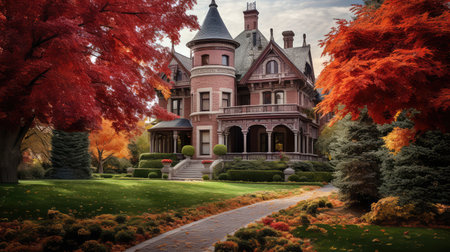 autumn fall house exteriorの素材