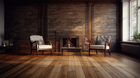 chairs empty room with wood floorの素材