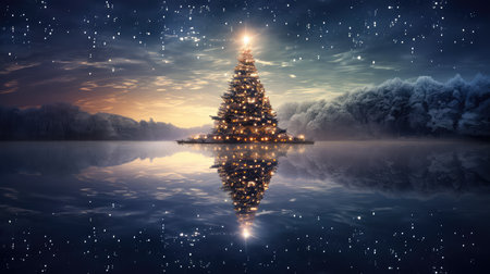 lights christmas waterの素材