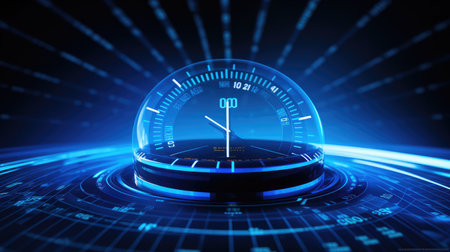 digital clock blue backgroundの素材