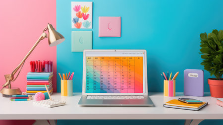 colorful desk mock upの素材