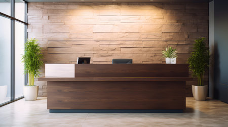 sleek reception desk emptyの素材