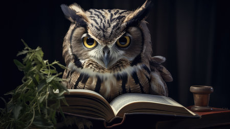 wisdom animals with booksの素材
