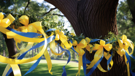 whimsical yellow and blue ribbonの素材