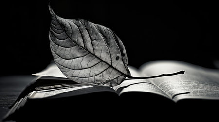 book black and white leavesの素材
