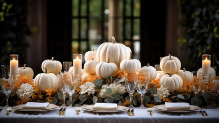 elegant white pumpkin tableの素材