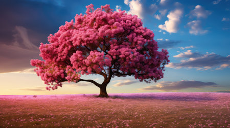 bloom tree in fieldの素材