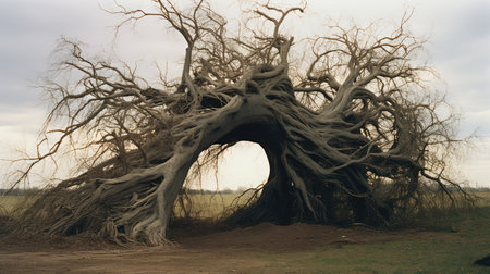 bent storm damage treeの素材