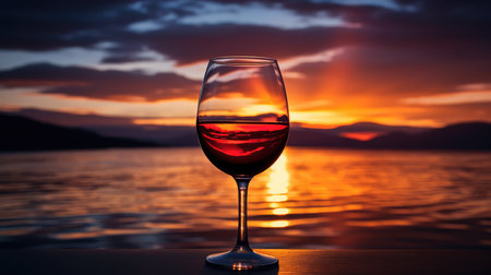 sunglass wine at sunsetの素材