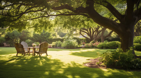 oaks trees backyardの素材