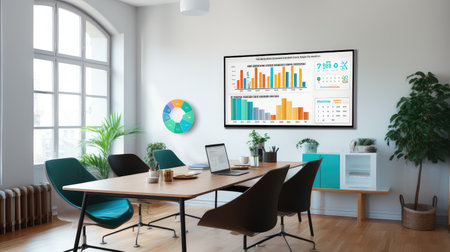 screen tv on office wallの素材