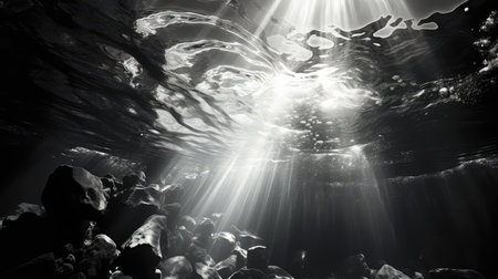 shadows black and white swimmingの素材