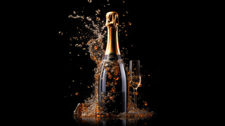 festivity wine bottle dark backgroundの素材