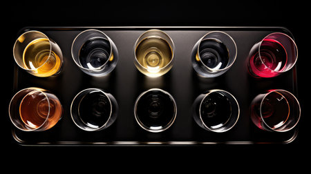 flight wine glass top viewの素材