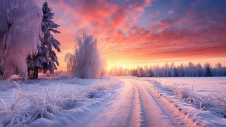 sunorange wintery roadの素材