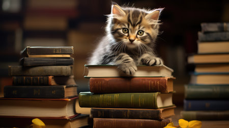 stack animals with booksの素材