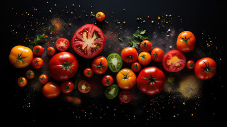 powders tomatoes on white backgroundの素材