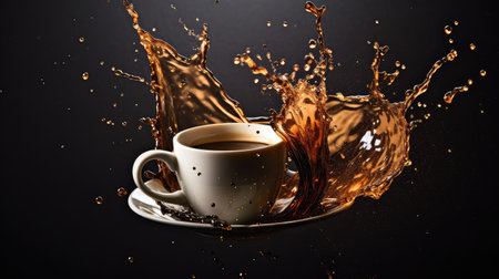 spill black coffee splashの素材