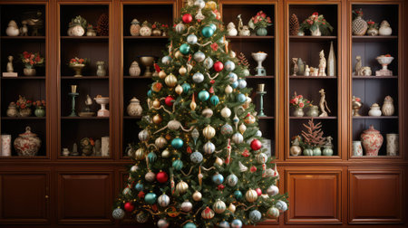 vintage christmas ornaments treeの素材